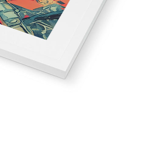 A framed photo of an illustration is currently hanging in a glass picture frame frame.