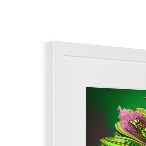 A big colorful picture frame on top of a display screen shows a picture of a small
