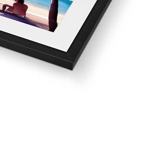 A picture frame of a white photo sitting on top of a frame.