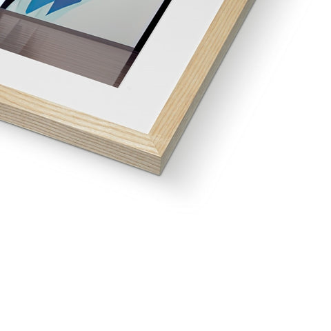 A piece of wood on a frame in a white background next to a wood frame.