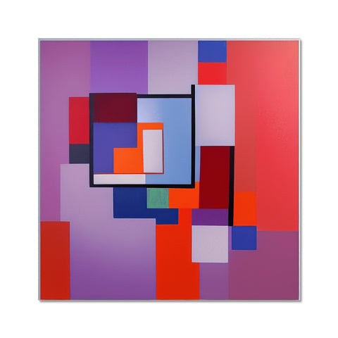 a painting on a wall with a white rectangle surrounded by many different colors