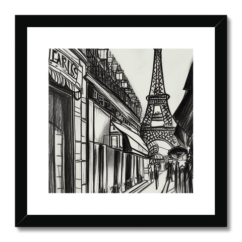A picture in Paris printed on large wooden frame on white paper.