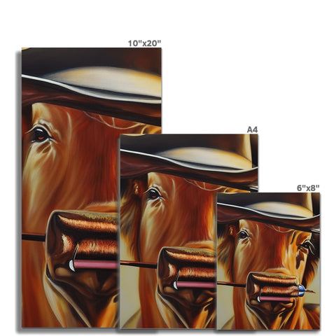 A large picture of a pen and a cowboy hat with a pair of urinals in