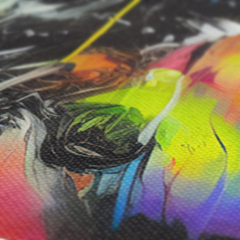 A spray painting of a colorful art print.
