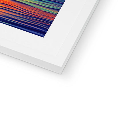 A picture frames of a colorful print of an inversion of a painting of an abstract