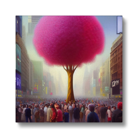 A picture of a white and pink lorax tree hanging in the middle of a