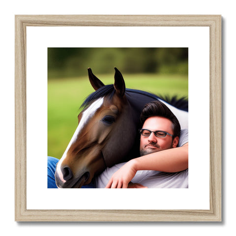 a frame with a picture of a tree and a horse on top of it