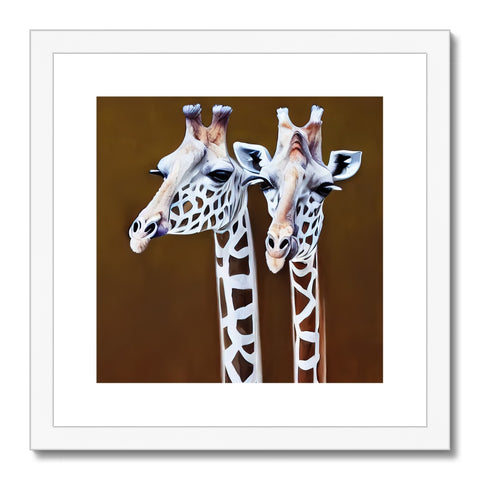 two giraffes kissing and looking at each other in a picture on