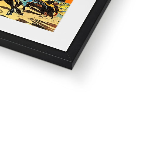 A picture of an image of an art print in glass frames on a frame.