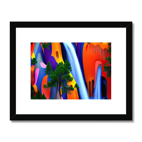 A very colorful art print that reflects the colors of a forest and lush trees.