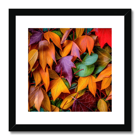 Fall foliage with some colorful leaves is being shown in an art print.