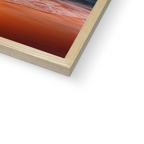 The wood panel has a blue background and a white and brown frame.