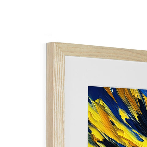 An art print sitting on top of wood on a metal frame.