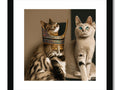 A cat posing next to a photo of the Pharaoh for a piece of vase.