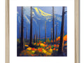 An art print that has a forest backdrop in the background.