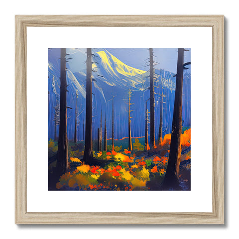 An art print that has a forest backdrop in the background.