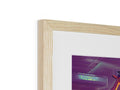 A wooden framed piece of artwork is hanging on top of a wooden frame.