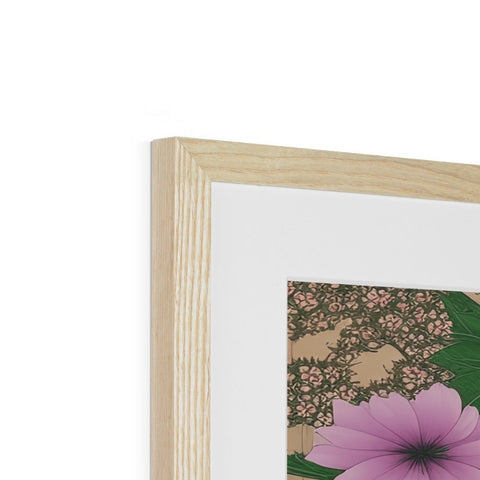 A picture of trees and flowers on a frame and some wood frames.