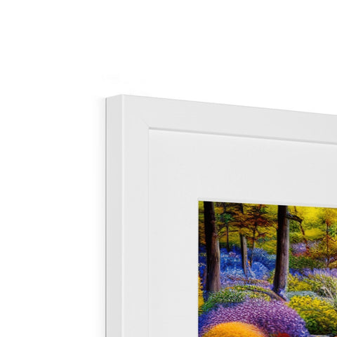 An image of a painting in a photo frame in a blue frame.