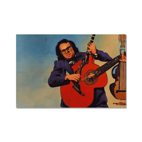 a man is swinging a guitar and a pair of glasses