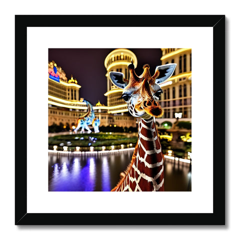 A large framed picture of an antelope that is sitting in an ornate statue of