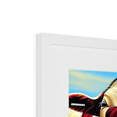 There is a small image of a digital tablet sitting on a picture frame.