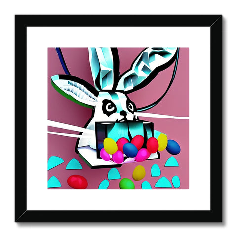 an art print of a bunny eating a bunch of candy covered bubblegum