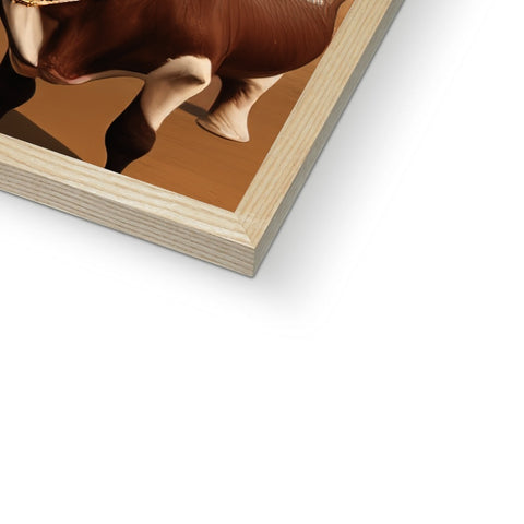 A picture of a cow on a wooden book cover.