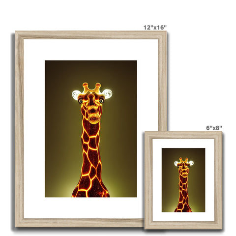 A giraffe looking at two giraffes through a tall tall bush and looking down