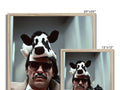 The cow is standing in front of a mirror mooing.