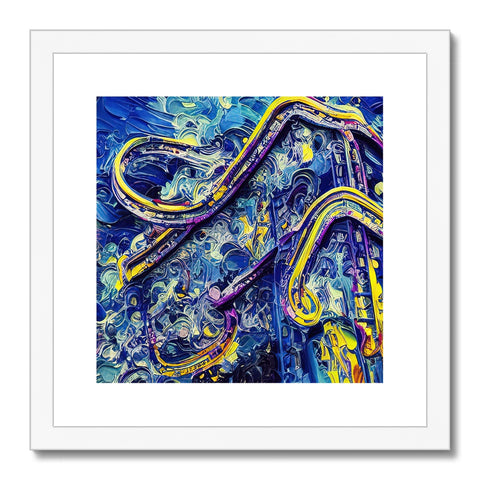Art print of a flowing stream in motion with a woman standing in the middle of it