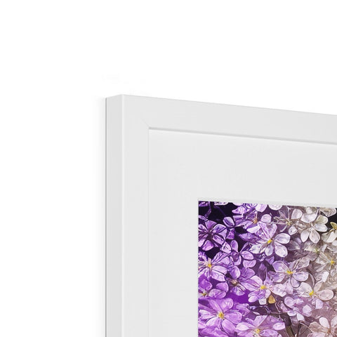 An image of a violet flower on a picture frame.