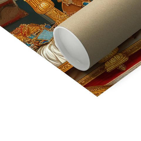 A large container of brown and white wrapping paper with scrolls wrapped in it.