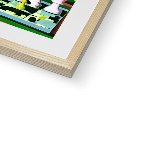 a close up of an art print holding an item on a table in a picture frame
