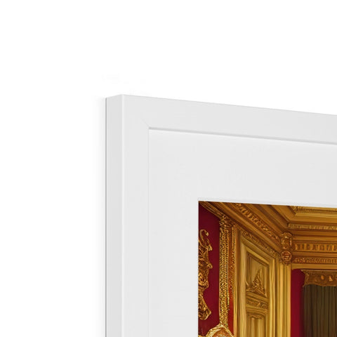 There is a photo of a picture frame that is very expensive red on a white wall