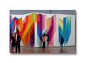 An acrylic wall with vibrant colors and colors on the inside.