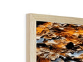Wood panoramic view of a fireplace on a wall mounted and carved wooden surface