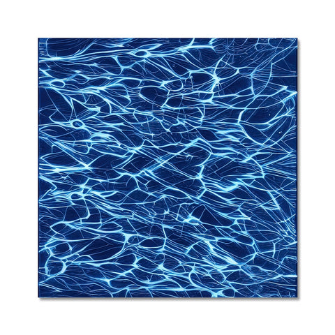 A blue ceramic tile with a line of sea water standing in it.