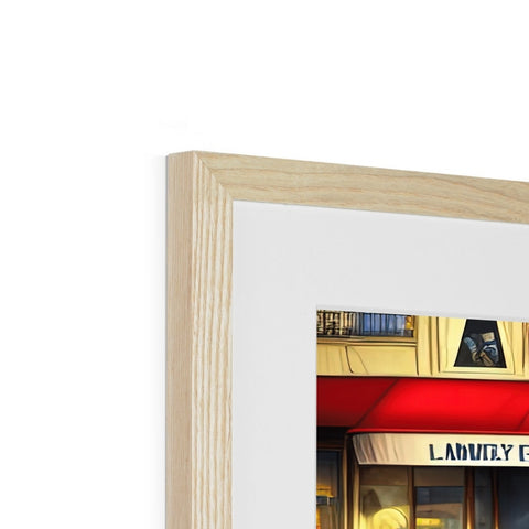 A wooden picture frame is looking for a gift in a restaurant.