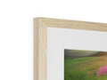 A shot of a wooden photo in a white picture frame.