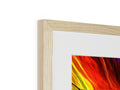 A wood framed photo frame that has artwork from an art piece on it.