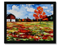 Art print of a farm sitting next to an apple orchard.