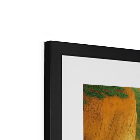 A picture of an image frames a framed photo on top of a wall.