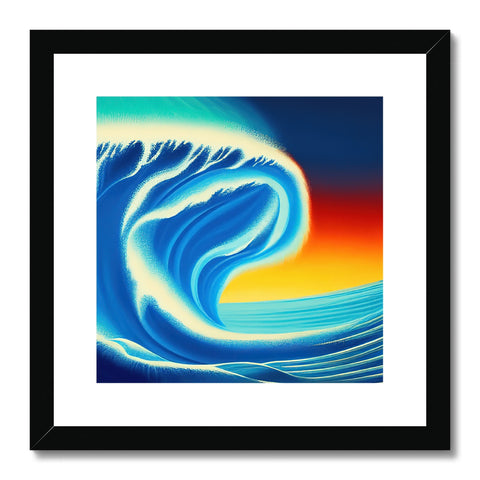 Art print of the ocean with waves crashing and waves on rocks.