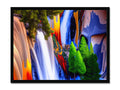 a colorful and colorful print on a picture wall on a flat screen TV
