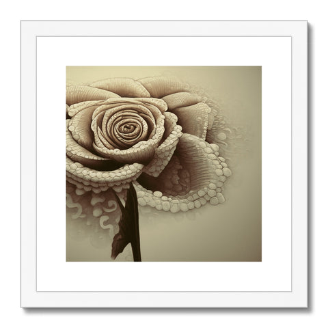 Art print of a woman holding a flower in the white  frame.