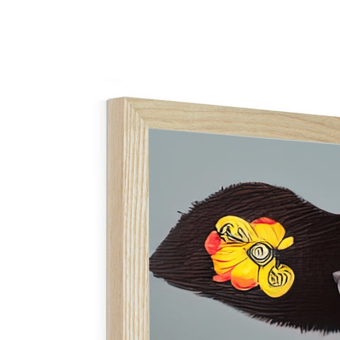 A wooden clock and picture frame with a small black bird on it