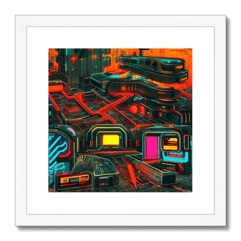 A framed print that depicts an outrun shooting through a field in a scene next to
