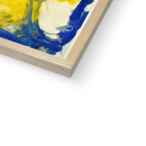 A painting of an abstract painting is on an easel in a wooden frame of wood