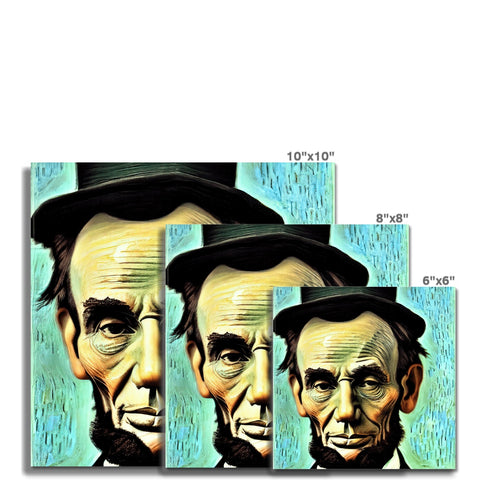 An image of a man on a page with three paintings and a picture of Lincoln sitting